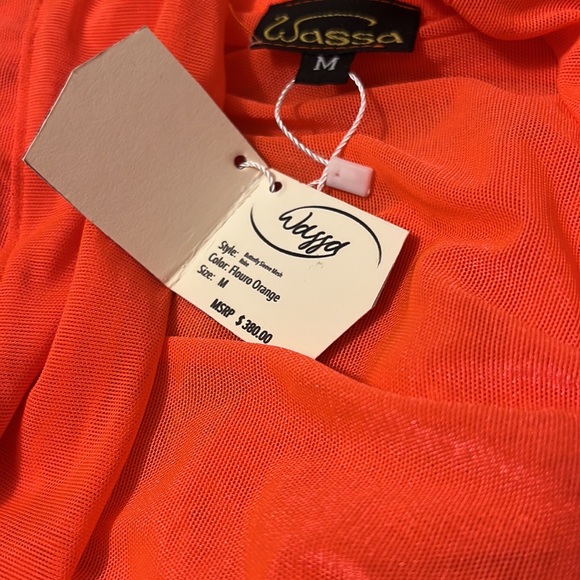 Wassa Wear Fluorescent Orange Mesh Swimsuit Cover Up Tunic Robe Festival Rave - Picture 14 of 14